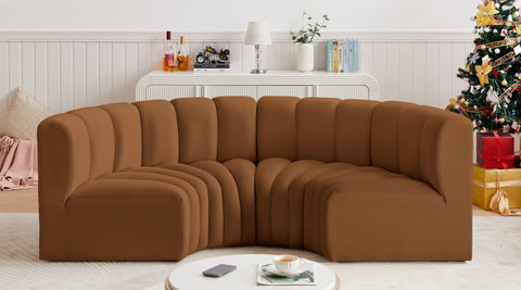 Briar 88 Saddle Velvet Upholstered Modular Sectional, 4-Piece