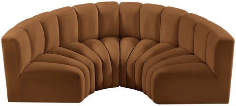 Briar 88 Saddle Velvet Upholstered Modular Sectional, 4-Piece