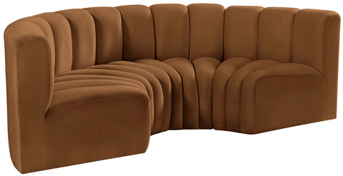 Briar 88 Saddle Velvet Upholstered Modular Sectional, 4-Piece