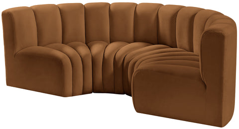 Briar 88 Saddle Velvet Upholstered Modular Sectional, 4-Piece