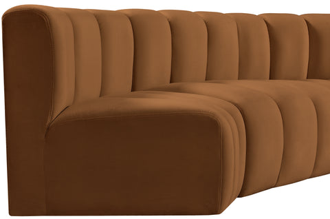 Briar 88 Saddle Velvet Upholstered Modular Sectional, 4-Piece