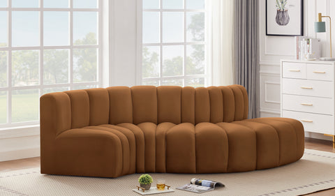 Briar 104 Saddle Velvet Upholstered Modular Sectional, 4-Piece