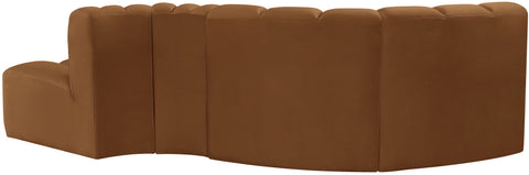 Briar 104 Saddle Velvet Upholstered Modular Sectional, 4-Piece