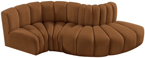 Briar 104 Saddle Velvet Upholstered Modular Sectional, 4-Piece