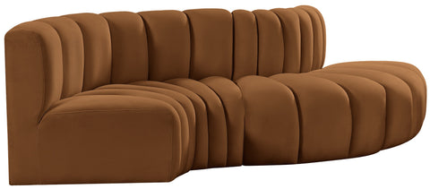 Briar 104 Saddle Velvet Upholstered Modular Sectional, 4-Piece