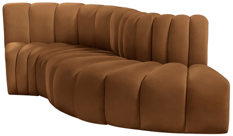 Briar 104 Saddle Velvet Upholstered Modular Sectional, 4-Piece