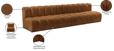 Briar 119 Saddle Velvet Upholstered Modular Sectional, 4-Piece