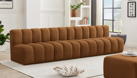 Briar 119 Saddle Velvet Upholstered Modular Sectional, 4-Piece