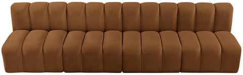 Briar 119 Saddle Velvet Upholstered Modular Sectional, 4-Piece