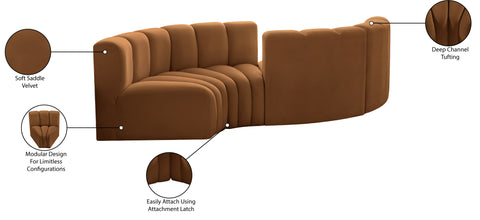 Briar 102 Saddle Velvet Upholstered Modular Sectional, 4-Piece