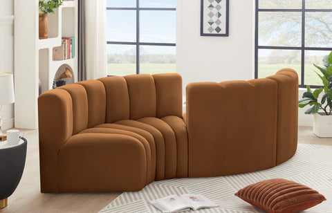 Briar 102 Saddle Velvet Upholstered Modular Sectional, 4-Piece