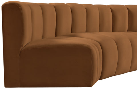 Briar 102 Saddle Velvet Upholstered Modular Sectional, 4-Piece