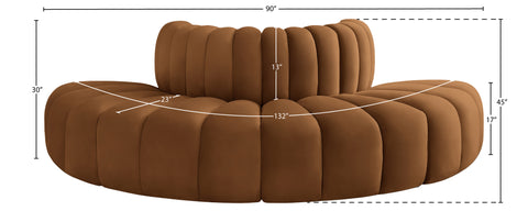 Briar 90 Saddle Velvet Upholstered Modular Sectional, 4-Piece