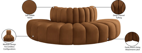 Briar 90 Saddle Velvet Upholstered Modular Sectional, 4-Piece