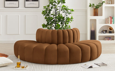 Briar 90 Saddle Velvet Upholstered Modular Sectional, 4-Piece