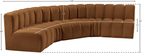 Briar 133 Saddle Velvet Upholstered Modular Sectional, 5-Piece