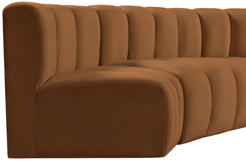Briar 133 Saddle Velvet Upholstered Modular Sectional, 5-Piece