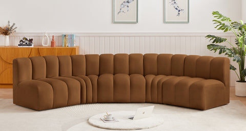 Briar 133 Saddle Velvet Upholstered Modular Sectional, 5-Piece