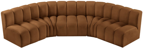Briar 133 Saddle Velvet Upholstered Modular Sectional, 5-Piece
