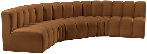 Briar 133 Saddle Velvet Upholstered Modular Sectional, 5-Piece