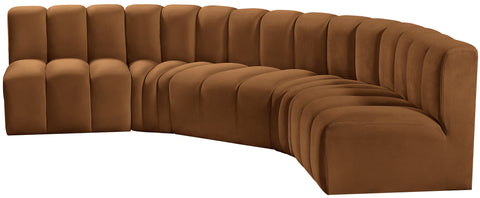 Briar 133 Saddle Velvet Upholstered Modular Sectional, 5-Piece