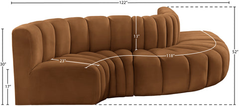 Briar 122 Saddle Velvet Upholstered Modular Sectional, 5-Piece