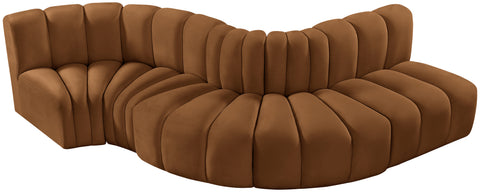 Briar 122 Saddle Velvet Upholstered Modular Sectional, 5-Piece
