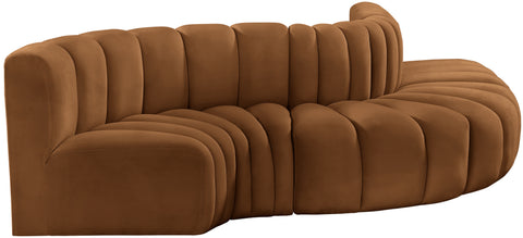 Briar 122 Saddle Velvet Upholstered Modular Sectional, 5-Piece