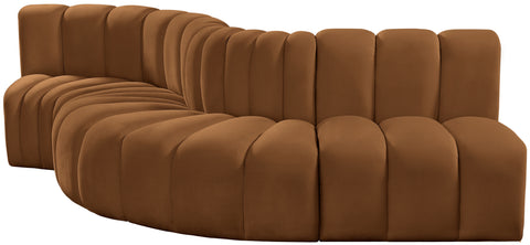 Briar 122 Saddle Velvet Upholstered Modular Sectional, 5-Piece