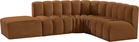 Briar 127 Saddle Velvet Upholstered Modular Sectional, 5-Piece