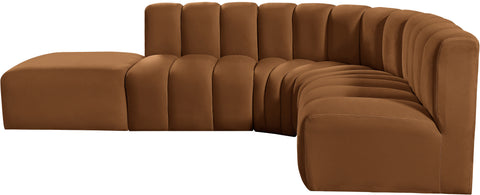 Briar 127 Saddle Velvet Upholstered Modular Sectional, 5-Piece