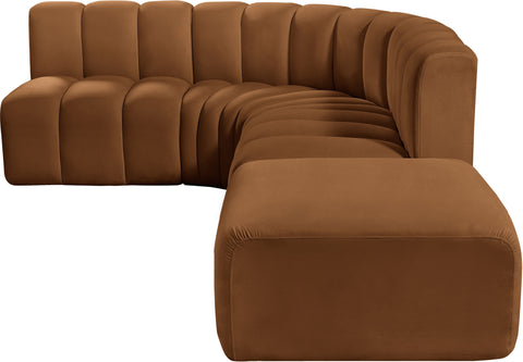 Briar 127 Saddle Velvet Upholstered Modular Sectional, 5-Piece