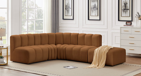 Briar 127 Saddle Velvet Upholstered Modular Sectional, 5-Piece