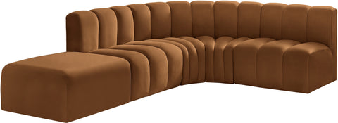 Briar 127 Saddle Velvet Upholstered Modular Sectional, 5-Piece