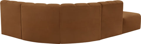 Briar 127 Saddle Velvet Upholstered Modular Sectional, 5-Piece