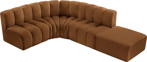 Briar 127 Saddle Velvet Upholstered Modular Sectional, 5-Piece