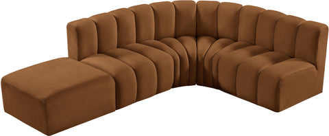 Briar 127 Saddle Velvet Upholstered Modular Sectional, 5-Piece