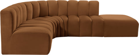 Briar 127 Saddle Velvet Upholstered Modular Sectional, 5-Piece