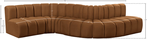 Briar 145 Saddle Velvet Upholstered Modular Sectional , 6-Piece (Style 1)