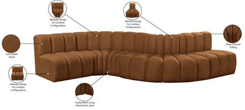 Briar 145 Saddle Velvet Upholstered Modular Sectional , 6-Piece (Style 1)