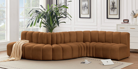 Briar 145 Saddle Velvet Upholstered Modular Sectional , 6-Piece (Style 1)