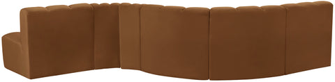 Briar 145 Saddle Velvet Upholstered Modular Sectional , 6-Piece (Style 1)