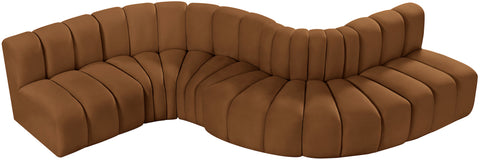 Briar 145 Saddle Velvet Upholstered Modular Sectional , 6-Piece (Style 1)