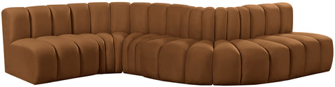 Briar 145 Saddle Velvet Upholstered Modular Sectional , 6-Piece (Style 1)
