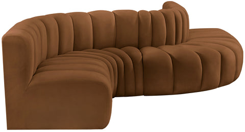 Briar 145 Saddle Velvet Upholstered Modular Sectional , 6-Piece (Style 1)