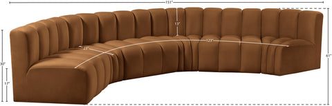 Briar 151 Saddle Velvet Upholstered Modular Sectional, 6-Piece