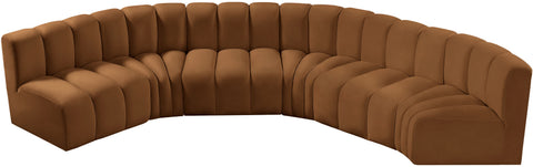Briar 151 Saddle Velvet Upholstered Modular Sectional, 6-Piece