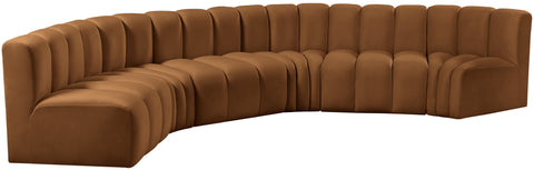 Briar 151 Saddle Velvet Upholstered Modular Sectional, 6-Piece