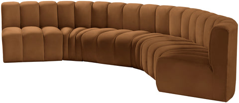 Briar 151 Saddle Velvet Upholstered Modular Sectional, 6-Piece