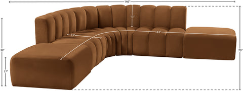 Briar 146 Saddle Velvet Upholstered Modular Sectional, 6-Piece